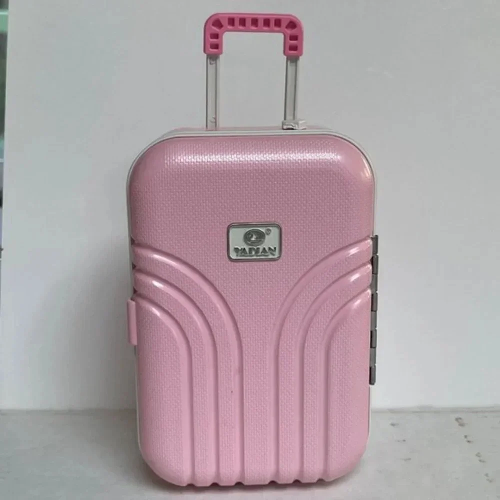 Pink Luggage Mini Plastic Travel Case Trunk Dolls Accessories Yadian Money Box